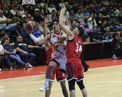 Don Trollano shoulders the scoring load for San Miguel Beer in a 91-85 win over Barangay Ginebra in Game 3 of the PBA Season 50 Philippine Cup semifinals.
