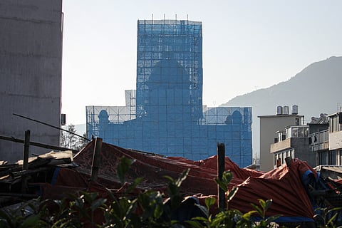 THE Yayang church is seen covered in scaffolding in Yayang township, Wenzhou city, in eastern China’s Zhejiang province on 9 January 2026. The church was scaffolded and had its cross removed, while multiple members had been arrested as a national crackdown on unofficial Christian organizations grows.