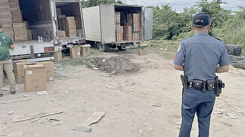 SOME P100.57 million worth of illegal cigarettes were confiscated during an operation at a compound in Barangay Santa Isabel, Dinalupihan, Bataan, on 9 January.