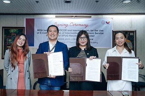 MAYA and the National Power Corporation mark their partnership to introduce digital bill payment options for customers in remote communities during a ceremonial event. From left: Ma. Monique Martinez, key accounts specialist for Enterprise-Public Sector; Jericho Jonas B. Nograles, president and CEO of Napocor; Nick Wilwayco, head of Corporate Communications and PR at Maya; and Ma. Rocielo Nuñez, key accounts manager for Enterprise-Public Sector.