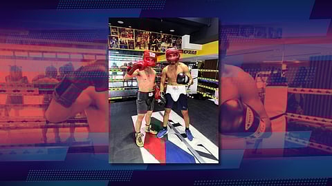 WBC champion Melvin Jerusalem (left) gets quality sparring from Gabriel Santisima in his Cebu training camp.
