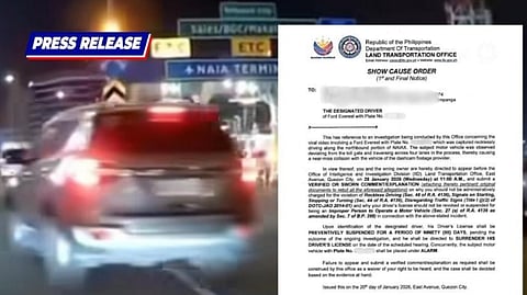 LTO summons reckless driver in viral NAIAX video