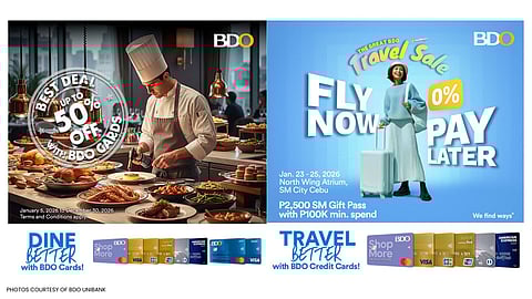 BDO Credit and Debit Card holders can enjoy dining discounts of up to 50% at top hotels nationwide and travel perks at The Great BDO Travel Sale in Cebu this January 2026.