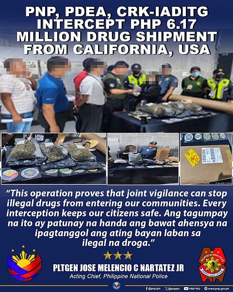 Authorities have successfully intercepted a parcel containing suspected hybrid cannabis Kush at the Cargo Area, Clark Freeport Zone, on January 23, 2026.