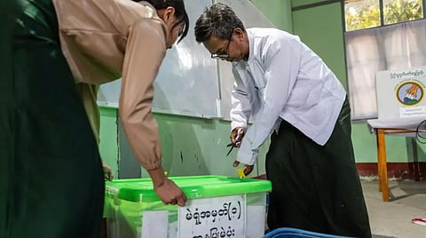 MYANMAR'S pro-military party has claimed victory in polls that critics have branded as illegitimate