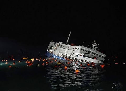 (FILE) ANG paghahanap at rescue sa sunog at lumubog na MV Trisha Kerstin 3.