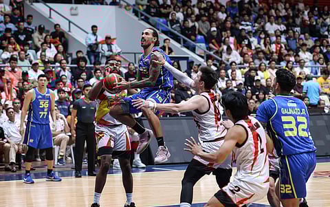 JORDAN Heading and TNT try to stay afloat when they attempt to stop San Miguel from closing out the show in their best-of-seven PBA Philippine Cup series Sunday at the Mall of Asia Arena.