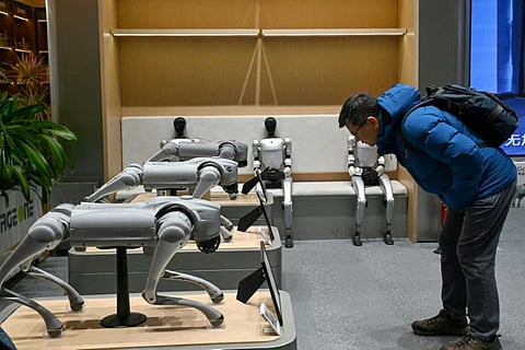 Chained up thrashing robot dog exposes AI fears