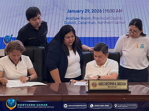 NORTHERN Samar Governor Harris Ongchuan (second from right) launches the EmpowerWork Program and landmark initiative provides meaningful work opportunities for able-bodied senior citizens and persons with disabilities.