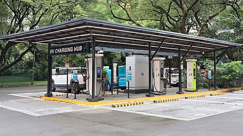 CHARGING stations sit under a covered hub at Corinthian Carpark as ACMobility expands fixed EV charging access in Metro Manila.