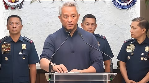 DILG Secretary Jonvic Remulla (second from left) offers a P1-million reward for information leading to the arrest of the gunman behind the killing of Staff Sgt. Renato Casaway Jr.