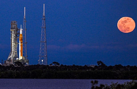 GOOD omen? A full moon rises as the Space Launch System rocket and the Orion spacecraft, integrated for the Artemis II mission, are seen at Launch Pad 39B at the Kennedy Space Center in Cape Canaveral, Florida, ahead of the first crewed mission to the Moon in more than 50 years.