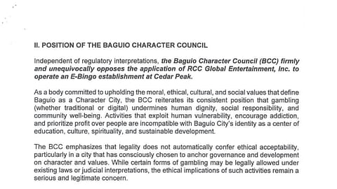 The Baguio City council denied an application for the operation of an E-Bingo following a strong opposition from anti-gambling advocates.