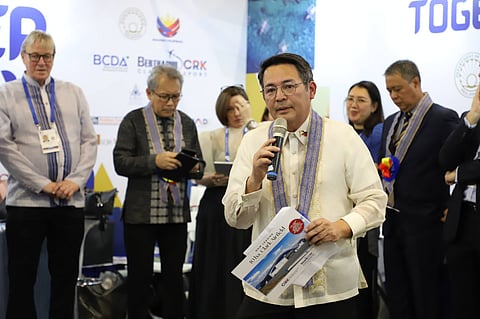 BCDA Vice President for Investment Promotions and Marketing Erwin Kenneth R. Peralta talks to global industry leaders, technology innovators, and policymakers during the Singapore Airshow 2026 at the Changi Exhibition Centre in Singapore on February 3, 2026.