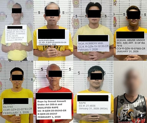 Mugshots of the eight criminals nabbed by the QCPD from January 31 to February 3