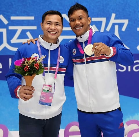 MARCUS Manalo (left) — seen here with Hangzhou Asian Games silver medalist Eumir Marcial — will now call the shots for the ABAP following his election Wednesday.