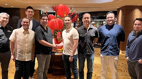 PBA commissioner Willie Marcial and Macau team owner Jacky Fung (center) formalize the Black Bears’ entry in the Commissioner’s Cup next month. Also present during the signing of the Memorandum of Agreement are PBA operations director Eric Castro, Macau Black Bears (MBB) delegate Jacque Ruby, MBB president Lukas Peng, PBA vice chairman Alfrancis Chua, The Asian Tournament executive Joe Wang and MBB team manager Mark Dandan.