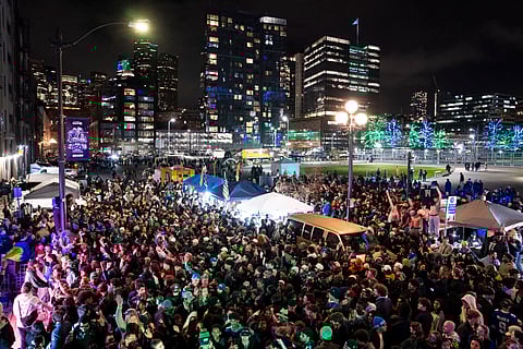 SEATTLE, WASHINGTON - FEBRUARY 8: Seattle Seahawks fans celebrate near Lumen Field after their team won Super Bowl LX on February 8, 2026 in Seattle, Washington. The Seahawks defeated the New England Patriots 29-13.