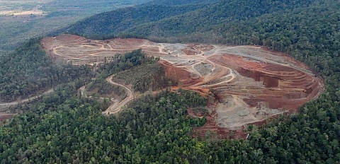 An open pit nickel mining site in Palawan