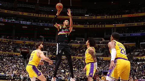 VICTOR Wembanyama stands tall, dropping 40 points to lead the San Antonio Spurs to a 136-108 rout of the Los Angeles Lakers in the NBA regular season.