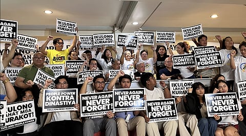 Members of various human rights groups during the 40th EDSA People Power Revolution anniversary press conference held this Wednesday in Quezon City