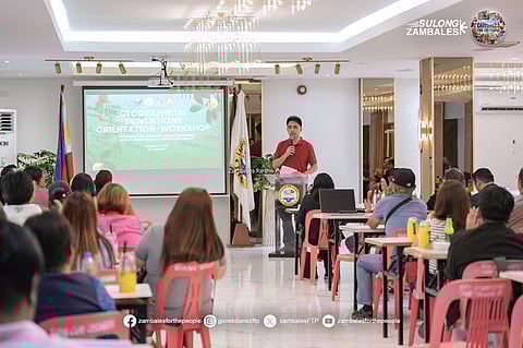 Board Member Rundy Ebdane gives his message of support during the seminar-workshop on Geographical Indication (GI) at the Balin Sambali in the capitol town of Iba, Zambales on February 12, 2026.