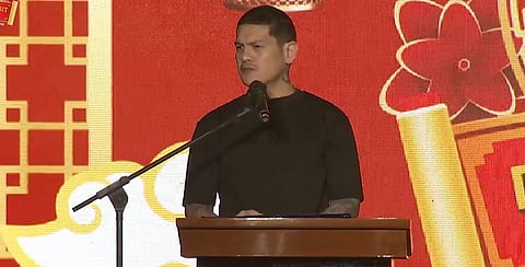 Davao City Mayor Sebastian “Baste” Duterte talks to the Dabawenyos and Chinese community leaders during the Davao City Chinese New Year celebration, 16 February at the Davao River Bucana Bridge. (CIO)