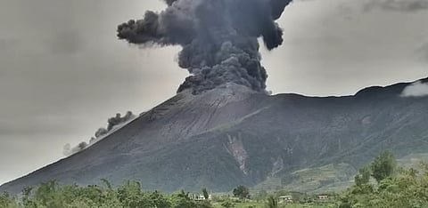 SCREEN grab from the video posted by the Philippine Institute of Volcanology and Seismology of the moderate explosion at Mount Kanlaon in Negros Island this Thursday afternoon.