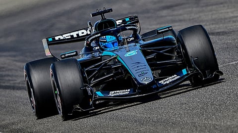 GEORGE Russell steers his Mercedes during pre-season testing at the Bahrain International Circuit.