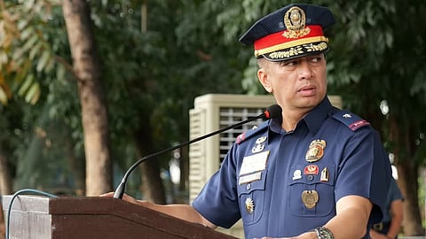Quezon City Police District Police Brig. Gen. Randy Glenn Silvio conducting a 'Talk to Men' for the newly appointed officers of the District Mobile Force Battalion at the QCPD Grandstand in Camp Karingal, Quezon City last Thursday.