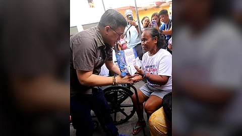 SENATOR Christopher ‘Bong’ Go visited Barangay Tañong in Malabon City to distribute assistance and personally check on the 111 residents affected by the recent fire incident.