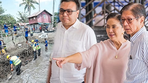 A MOMENTno one quite expected was immortalized when former rivals for the vice presidency (2016) and the presidency (2022) President Ferdinand R. Marcos Jr. (right) and Naga City Mayor Leni Robredo (center) met on Saturday, 21 February to inspect the Magaya-gaya Creek Oplan Kontra Baha in Barangay Concepcion Pequeña, Sitio Magaya-gaya Creek, Naga City (inset). With them (at left) is Department of Human Settlements and Urban Development Secretary Jose Ramon ‘Ping’ P. Aliling.