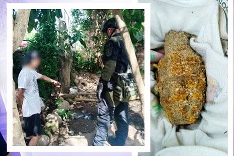 AUTHORITIES secure area after resident finds unexploded hand grenade in Dinalupihan.