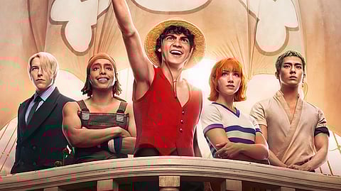 TAZ Skylar, Jacob Romero, Iñaki Godoy, Emily Rudd and Mackenyu in ‘One Piece Into the Grand Line.’