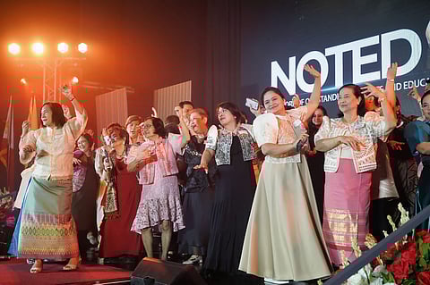 OUTSTANDING Filipino teachers perform a joyful medley of local folk songs during the Metrobank Foundation homecoming, bringing the spirit of ‘Weaving Legacies’ to life and celebrating the cultural heritage that unites their community in service.