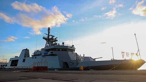 THEOffshore Patrol Vessel BRP Rajah Sulayman (PS-20) is docked at the Naval Operating Base in Subic, Zambales, during its christening and commissioning ceremony on Tuesday.