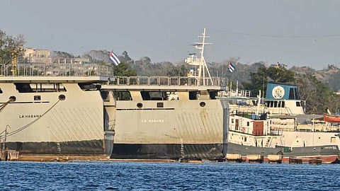 Cuban coast guard ships dock at Havana port on February 25, 2026.