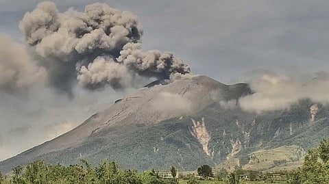 SCREEN grab from the time-lapse footage released by the Philippine Institute of Volcanology and Seismology on Mount Kanlaon's ash emissions this Friday morning.