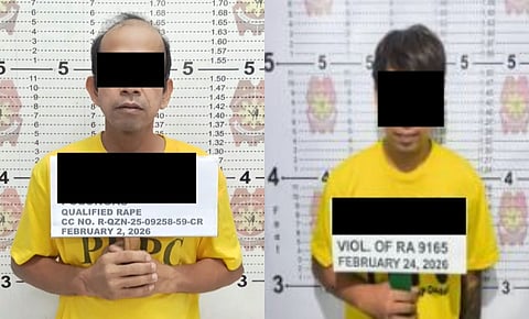 Mugshots of alias "Bryan" and alias "John Michael" who were arrested by authorities from the Quezon City Police District for violation of the Comprehensive Drugs Act of 2002.