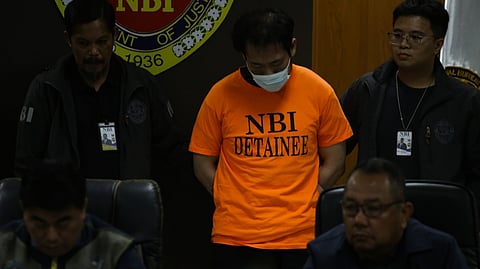 THE South Korean fugitive identified as Lee Jingyu is presented to the media by officials from the National Bureau of Investigation and Bureau of Immigration at the NBI headquarters on Friday following his arrest at the Ninoy Aquino International Airport.