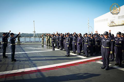 CHINESE NAVY ship observed monitoring the multilateral maritime exercise in the West Philippine Sea, officials said.
