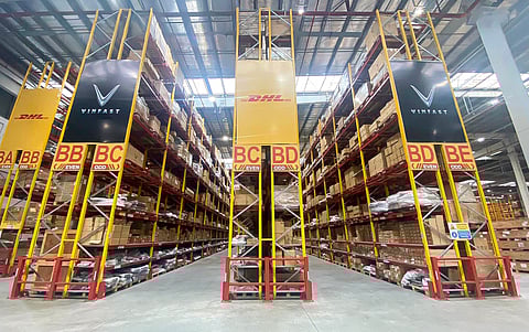WAREHOUSE shelves at the DHL facility in Santa Rosa hold thousands of genuine VinFast vehicle parts ready for nationwide distribution.