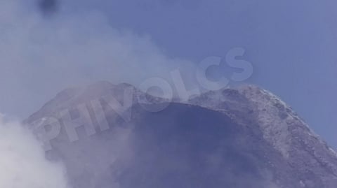 The crater of Mayon Volcano this Monday morning.