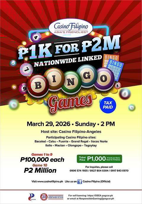 PAGCOR to hold nationwide linked bingo with P2.9M prizes
