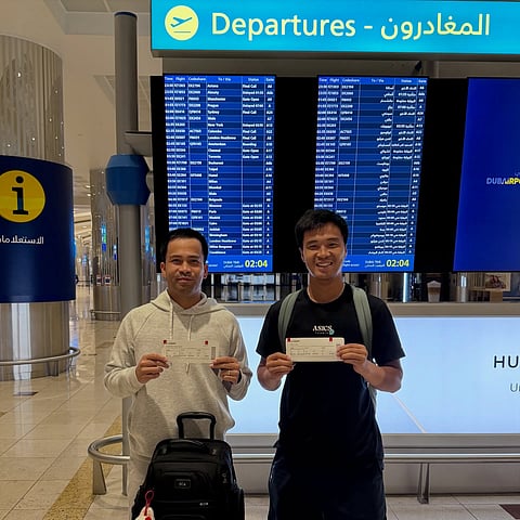 FRANCIS Casey Alcantara (left) is excited to go home with Sun Fajing of China after getting stranded in the United Arab Emirates due to the military conflict between the United States and Iran.