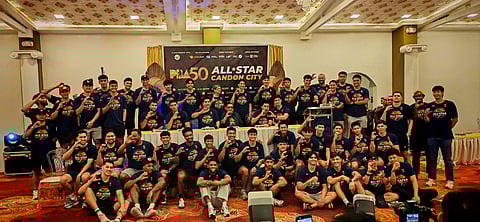 PHILIPPINE Basketball Association commissioner Willie Marcial (center) and Candon City Mayor Eric Singson present the players who will participate in the PBA ArenaPlus All-Star Weekend festivities that will be held starting Friday in Candon City, Ilocos Sur.