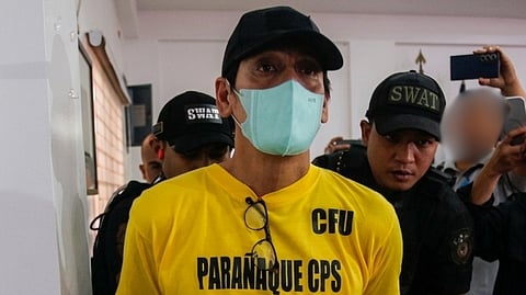 THE police present William de Guzman, the suspect in the fatal basketball court shooting in Parañaque City, during a press briefing on Saturday.