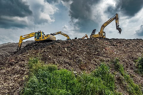 A RESCUE team using heavy machinery to search for people following a landslide at Bantargebang landfill in Bekasi, West Java, Indonesia on 9 March 2026.