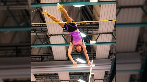 Ernest John Obiena posts a photo of him as he announces his participation in the World Indoor Championship.