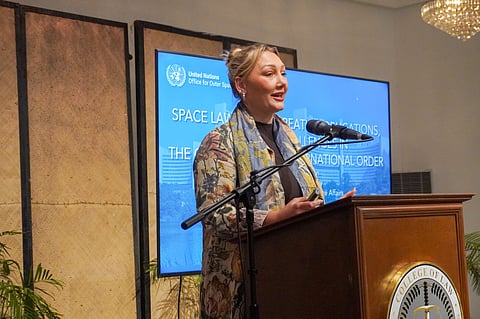 UN Office for Outer Space Affairs (UNOOSA) Legal and Programme Officer for Space Law, Rosanna Deim Hoffman, at the University of the Philippines, Quezon City. March 11.